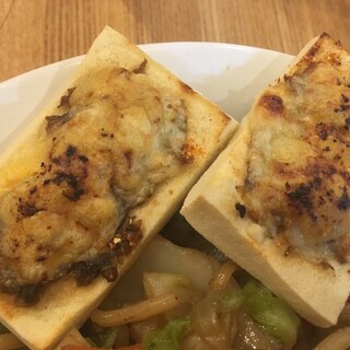 高野豆腐のふきみそマヨチーズ焼き